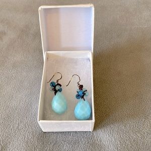 Blue beaded earrings- never worn!